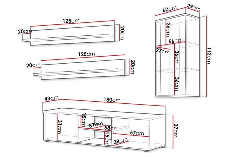 Lyrosen Möbelset För Vardagsrum - Beige - Förvaring - Förvaringsmöbler - Möbelset för vardagsrum