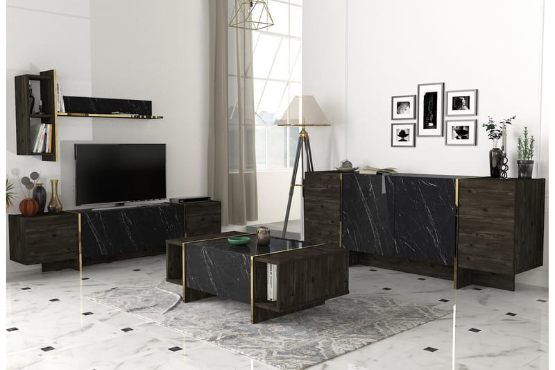 Möbelset För Vardagsrum Veyron - Guld - Möbelset för vardagsrum