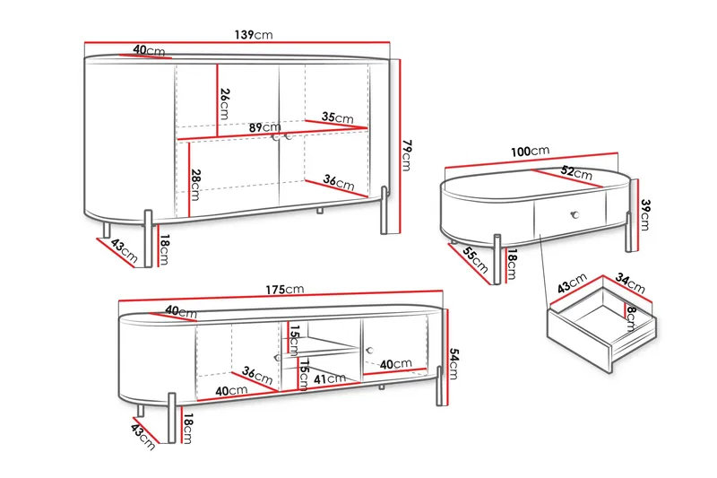Maggio Möbelset För Vardagsrum - Beige - Förvaring - Förvaringsmöbler - Möbelset för vardagsrum