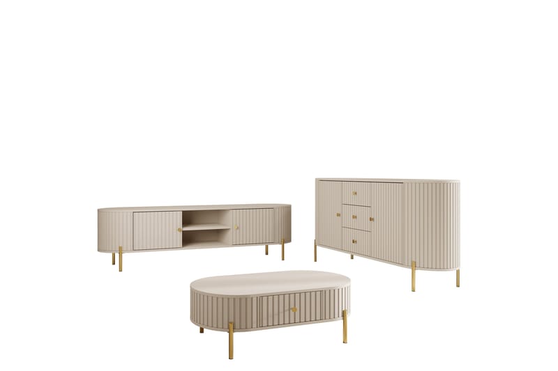Maggio Möbelset För Vardagsrum - Beige - Förvaring - Förvaringsmöbler - Möbelset för vardagsrum