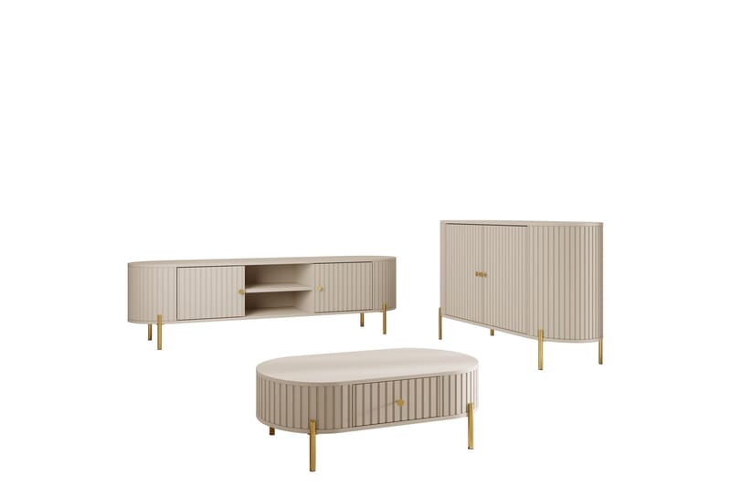 Maggio Möbelset För Vardagsrum - Beige - Förvaring - Förvaringsmöbler - Möbelset för vardagsrum