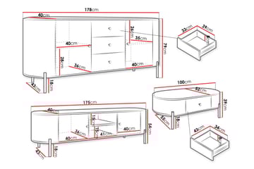 Maggio Möbelset För Vardagsrum - Beige - Förvaring - Förvaringsmöbler - Möbelset för vardagsrum