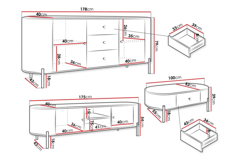 Maggio Möbelset För Vardagsrum - Beige - Förvaring - Förvaringsmöbler - Möbelset för vardagsrum