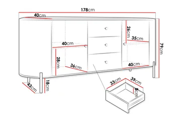 Maggio Skänk 178x43 cm - Beige - Förvaring - Förvaringsmöbler - Sideboard & skänk