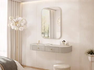 Maggio Sminkbord med spegel 123 cm - beige - Möbler - Bord & matgrupp - Sminkbord & toalettbord