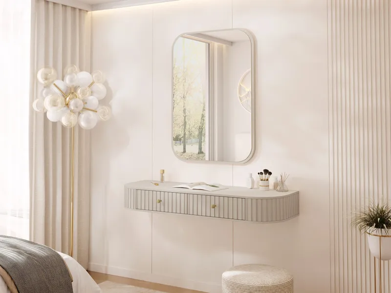Maggio Sminkbord med spegel 123 cm - beige - Möbler - Bord & matgrupp - Sminkbord & toalettbord