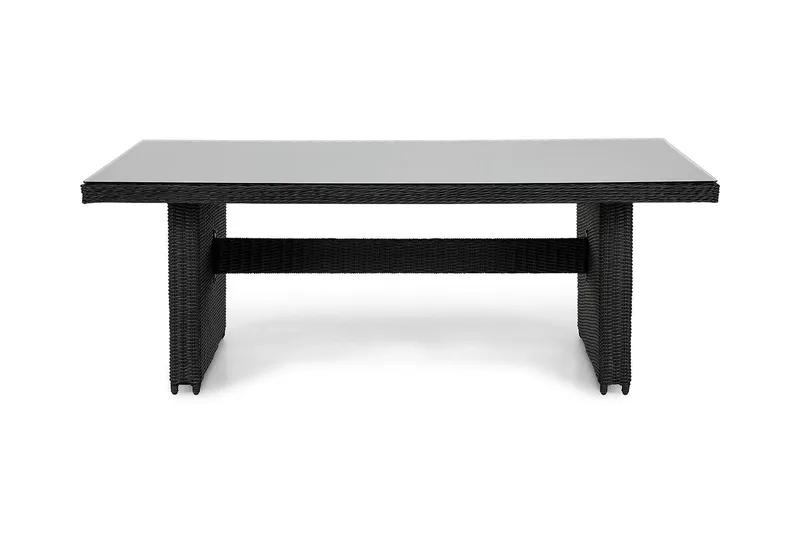 Marcus Stort Matbord Utomhus 200x100 cm – Utebord i konstrotting med glasskiva för Uteplats och Trädgård - Svart - Utemöbler & utemiljö - Utebord & trädgårdsbord - Matbord utomhus