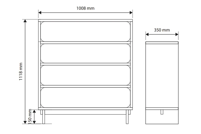 Marinport Byrå 101 cm - Beige - F örvaring - Förvaringsmöbler - Byrå