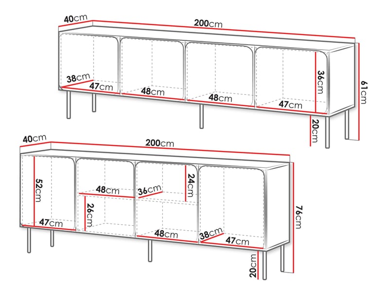 Marros Möbelset Skänk 200 cm - Beige - Förvaring - Förvaringsmöbler - Möbelset för vardagsrum