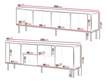 Marros Möbelset Skänk 200 cm - Blå - Förvaring - Förvaringsmöbler - Möbelset för vardagsrum