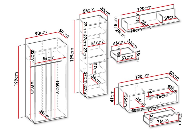 Metropolitan Möbelset För Vardagsrum - Förvaring - Förvaringsmöbler - Möbelset för vardagsrum