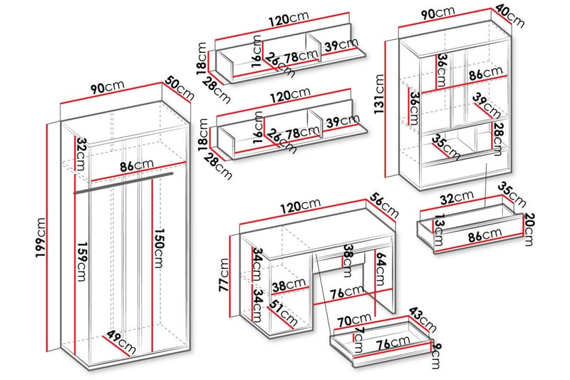 Metropolitan Möbelset För Vardagsrum - Förvaring - Förvaringsmöbler - Möbelset för vardagsrum