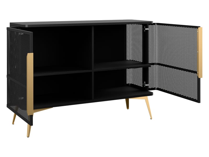 Mireva Möbelset vardagsrum - Tv-bänk, vitrinskåp och skänk - svart, guld - Förvaring - Förvaringsmöbler - Möbelset för vardagsrum