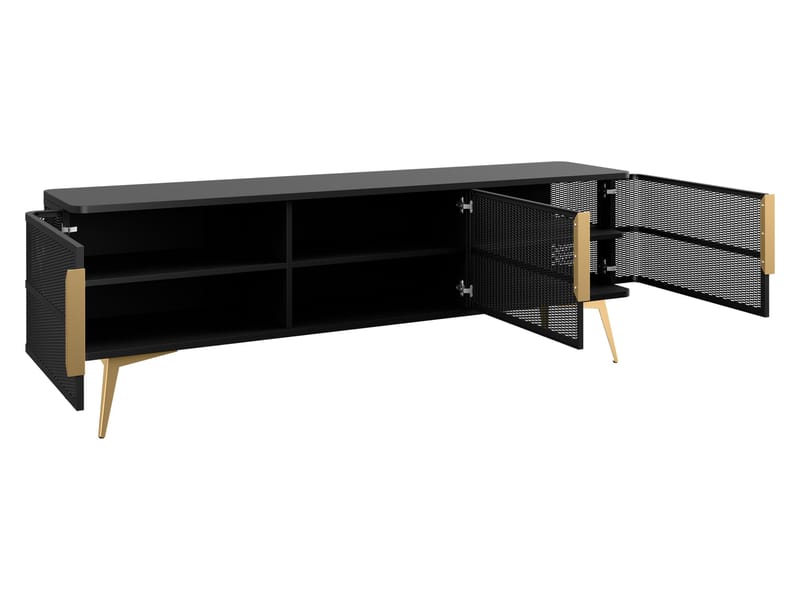 Mireva Möbelset vardagsrum - Tv-bänk, vitrinskåp och skänk - svart, guld - Förvaring - Förvaringsmöbler - Möbelset för vardagsrum