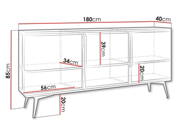 Mireva Skänk 180 cm - beige, guld - Förvaring - Förvaringsmöbler - Sideboard & skänk