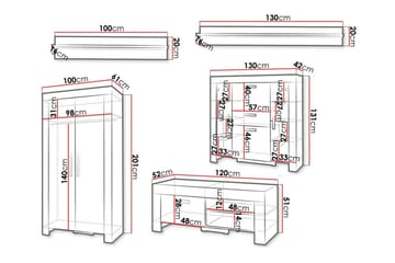 Aberfelt Möbelset För Vardagsrum - Brun - Förvaring - Förvaringsmöbler - Möbelset för vardagsrum
