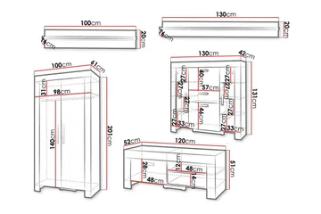 Aberfelt Möbelset För Vardagsrum - Brun - Förvaring - Förvaringsmöbler - Möbelset för vardagsrum