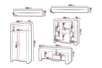 Aberfelt Möbelset För Vardagsrum - Brun - Förvaring - Förvaringsmöbler - Möbelset för vardagsrum