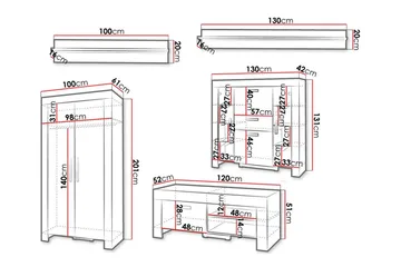 Aberfelt Möbelset För Vardagsrum - Brun - Förvaring - Förvaringsmöbler - Möbelset för vardagsrum