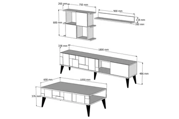 Alsacia Vardagsrumsmöbelset 180 cm - Mörkbrun/Antracit - Förvaring - Förvaringsmöbler - Möbelset för vardagsrum