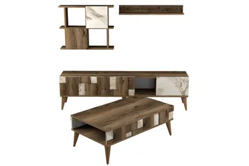 Alsacia Vardagsrumsmöbelset 180 cm - Vit/Mörkbrun - Förvaring - Förvaringsmöbler - Möbelset för vardagsrum