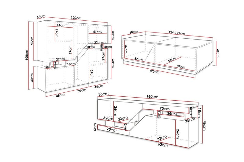 Carbost Möbelset För Vardagsrum White - Förvaring - Förvaringsmöbler - Möbelset för vardagsrum