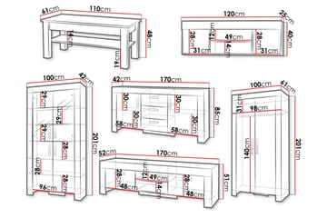 Cezar Vardagsrumsset - Beige/Brun - Förvaring - Förvaringsmöbler - Möbelset för vardagsrum