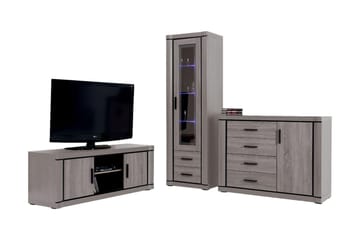 Dallas Vardagsrumsset LED-belysning - Ek - Förvaring - Förvaringsmöbler - Möbelset för vardagsrum