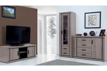 Dallas Vardagsrumsset LED-belysning - Ek - Förvaring - Förvaringsmöbler - Möbelset för vardagsrum