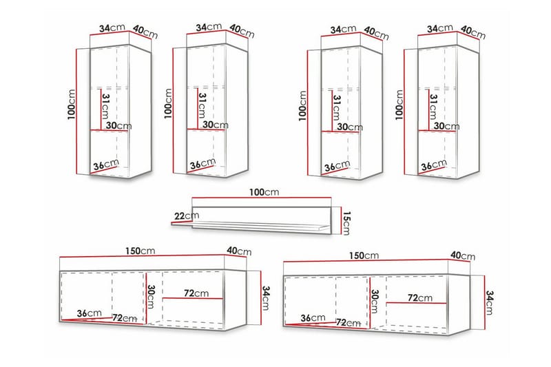 Dunvegan Möbelset För Vardagsrum Black - Förvaring - Förvaringsmöbler - Möbelset för vardagsrum