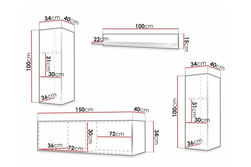 Dunvegan Möbelset För Vardagsrum Black - Förvaring - Förvaringsmöbler - Möbelset för vardagsrum