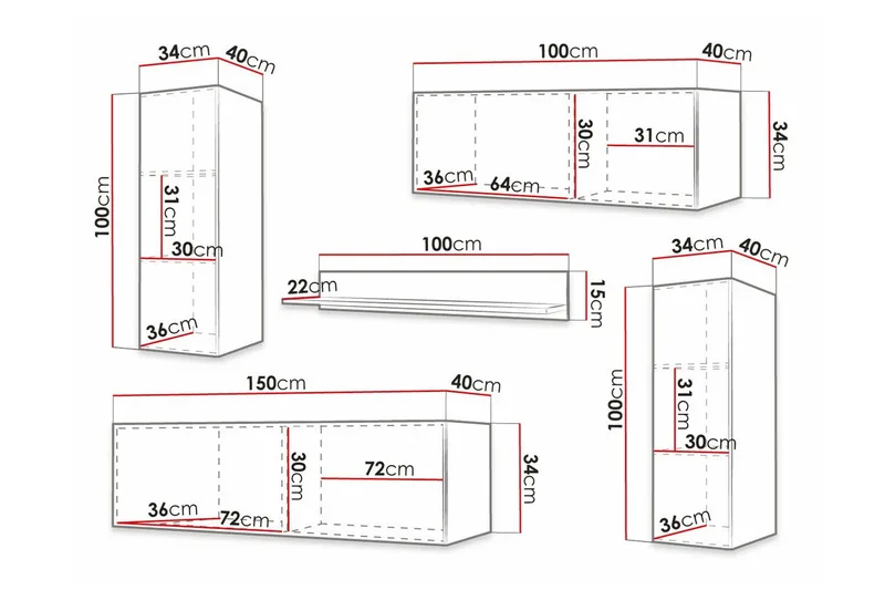 Dunvegan Möbelset För Vardagsrum Black - Förvaring - Förvaringsmöbler - Möbelset för vardagsrum