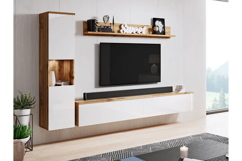 Galbally Möbelset För Vardagsrum Brown - Förvaring - Förvaringsmöbler - Möbelset för vardagsrum