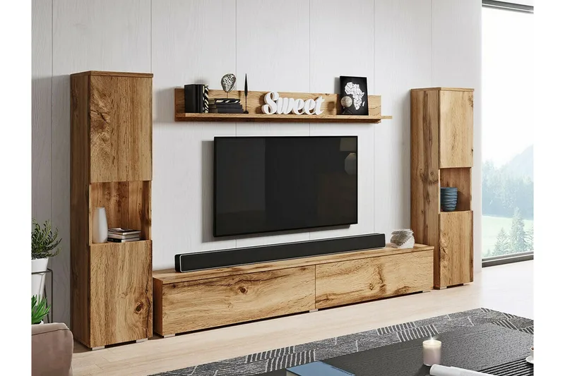 Galbally Möbelset För Vardagsrum Brown - Förvaring - Förvaringsmöbler - Möbelset för vardagsrum