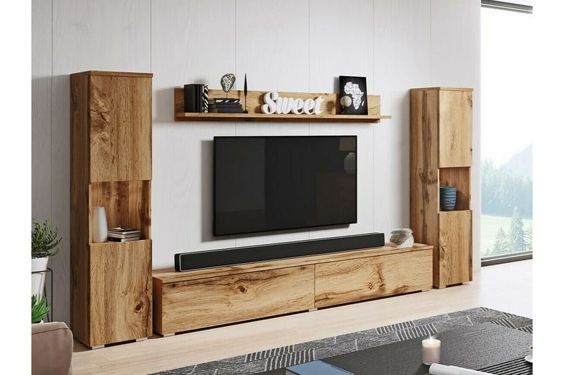 Galbally Möbelset För Vardagsrum Brown - Förvaring - Förvaringsmöbler - Möbelset för vardagsrum