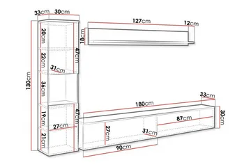 Galbally Möbelset För Vardagsrum Brown - Förvaring - Förvaringsmöbler - Möbelset för vardagsrum