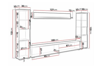 Galbally Möbelset För Vardagsrum Brown - Förvaring - Förvaringsmöbler - Möbelset för vardagsrum