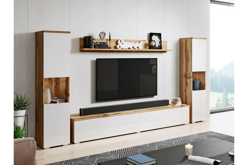 Galbally Möbelset För Vardagsrum Brown - Förvaring - Förvaringsmöbler - Möbelset för vardagsrum