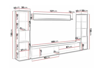 Galbally Möbelset För Vardagsrum - Vit - Förvaring - Förvaringsmöbler - Möbelset för vardagsrum