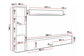 Galbally Möbelset För Vardagsrum - Vit - Förvaring - Förvaringsmöbler - Möbelset för vardagsrum