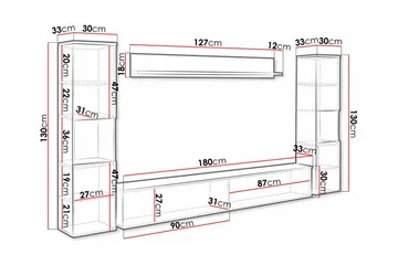 Galbally Möbelset För Vardagsrum - Vit - Förvaring - Förvaringsmöbler - Möbelset för vardagsrum