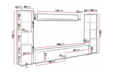 Galbally Möbelset För Vardagsrum White - Förvaring - Förvaringsmöbler - Möbelset för vardagsrum