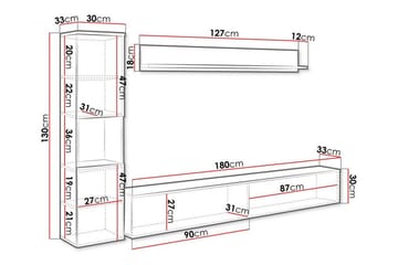 Galbally Möbelset För Vardagsrum White - Förvaring - Förvaringsmöbler - Möbelset för vardagsrum