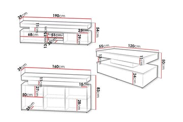 Glenndale Möbelset För Vardagsrum - Svart - Förvaring - Förvaringsmöbler - Möbelset för vardagsrum
