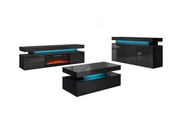 Glenndale Möbelset Vardagsrum med Belysning - Svart - Förvaring - Förvaringsmöbler - Möbelset för vardagsrum