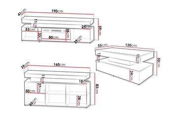 Glenndale Möbelset Vardagsrum med Belysning - Svart - Förvaring - Förvaringsmöbler - Möbelset för vardagsrum