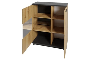 Ines Vardagsrumsset LED-belysning - Ek/Svart - Förvaring - Förvaringsmöbler - Möbelset för vardagsrum