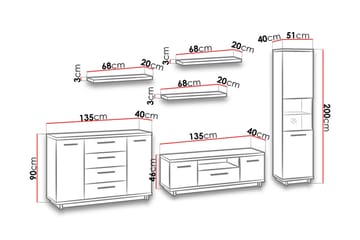 Ingram Vardagsrumsset - Ek/Svart - Förvaring - Förvaringsmöbler - Möbelset för vardagsrum