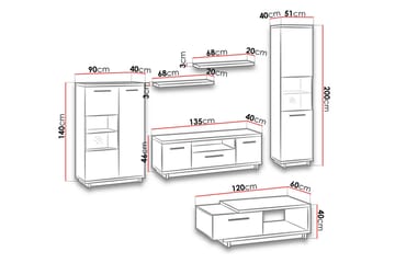 Ingram Vardagsrumsset - Ek/Svart - Förvaring - Förvaringsmöbler - Möbelset för vardagsrum