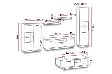 Ingram Vardagsrumsset - Ek/Svart - Förvaring - Förvaringsmöbler - Möbelset för vardagsrum